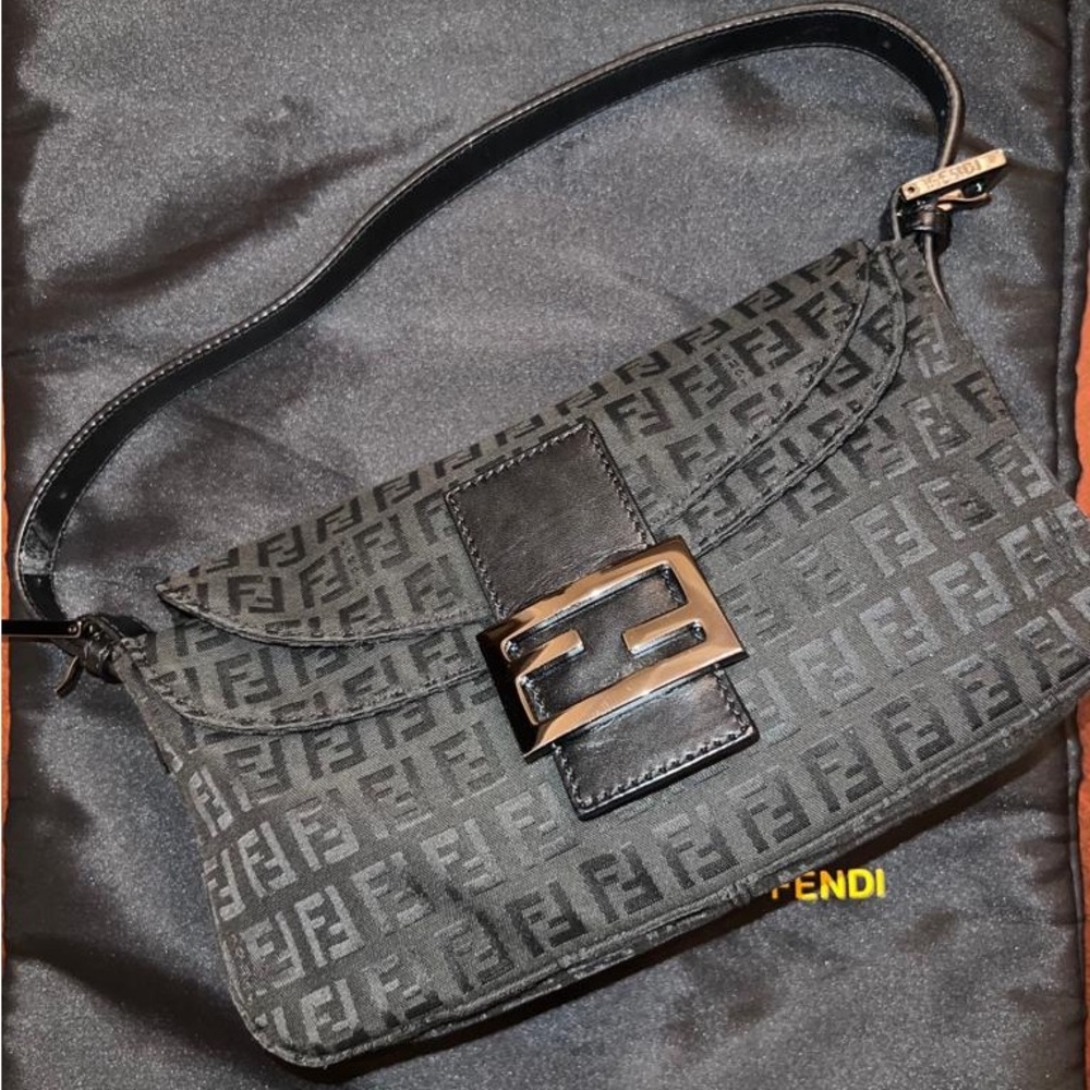 Authentic vintage Fendi Canvas and Leather Baguette Bag